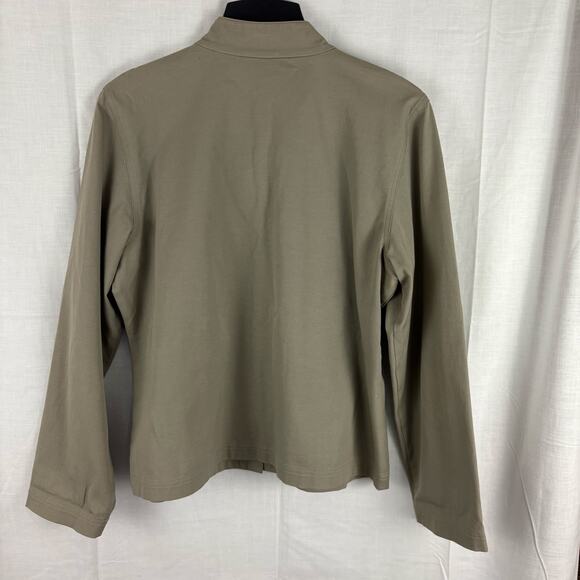 Eileen Fisher Gray Utility Safari Cotton Twill Stretch Snap Up Jacket Size Large - Picture 2 of 7